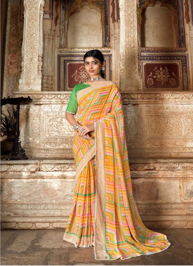 Lt Aabhushan Daily Wear Wholesale Printed Georgette Sarees Catalog
